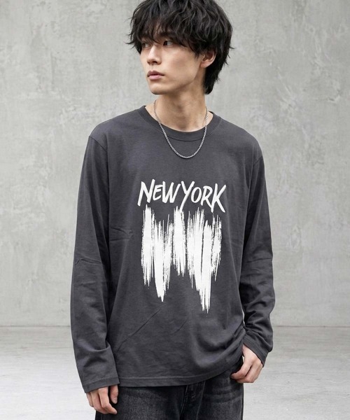 SHISKY(シスキー)の「プリントちょいBIGロンT(846-100)(Tシャツ/カットソー・メンズ・ホワイト系1/ネイビー/ブラック/オートミール/オフホワイト/チャコールグレー・XL/L/M)」の7枚目の写真