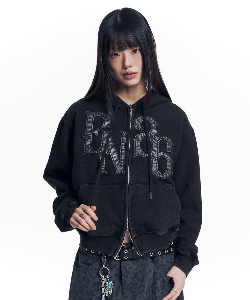 EASY NO EASY(イージーノーイージー)の「ウォッシュドレザーパッチフードジップアップ - ブラック(パーカー・レディース・その他・1/2)」の3枚目の写真