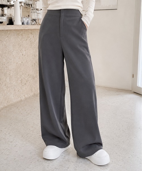 Mku Ekta(ムクエクタ)の「ワイドレッグスラックス(スラックス・レディース・ブラック/ダークグレー・L/M/S)」の1枚目の写真