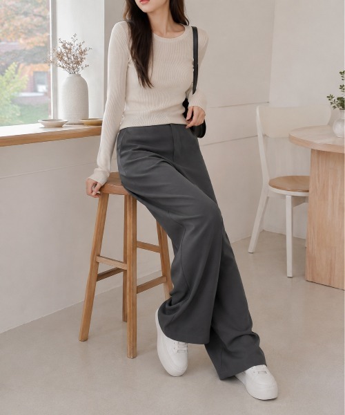Mku Ekta(ムクエクタ)の「ワイドレッグスラックス(スラックス・レディース・ブラック/ダークグレー・L/M/S)」の21枚目の写真