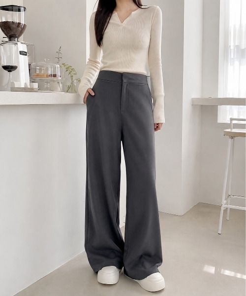 Mku Ekta(ムクエクタ)の「ワイドレッグスラックス(スラックス・レディース・ブラック/ダークグレー・L/M/S)」の22枚目の写真