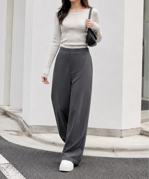 Mku Ekta(ムクエクタ)の「ワイドレッグスラックス(スラックス・レディース・ブラック/ダークグレー・L/M/S)」の17枚目の写真