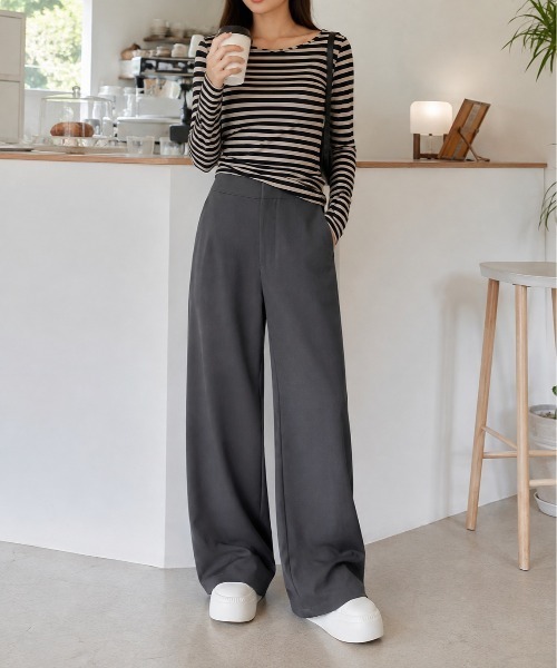 Mku Ekta(ムクエクタ)の「ワイドレッグスラックス(スラックス・レディース・ブラック/ダークグレー・L/M/S)」の8枚目の写真