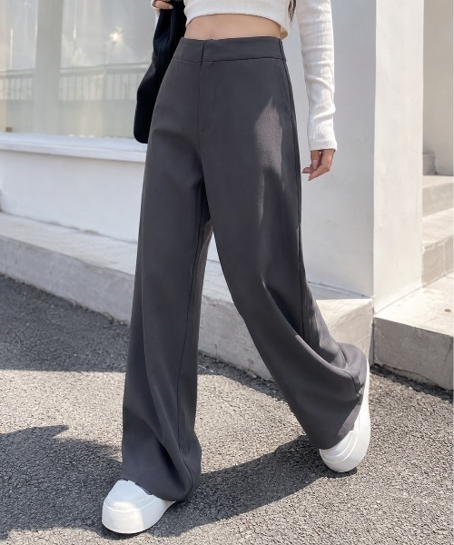 Mku Ekta(ムクエクタ)の「ワイドレッグスラックス(スラックス・レディース・ブラック/ダークグレー・L/M/S)」の10枚目の写真