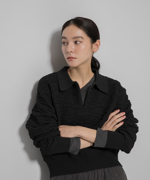 EKAL(エカル)の「ジャガードニットポロプルオーバー(ニット/セーター・レディース・キャメル/ブラック/グリーン系その他・ONE)」の14枚目の写真