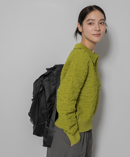 EKAL(エカル)の「ジャガードニットポロプルオーバー(ニット/セーター・レディース・キャメル/ブラック/グリーン系その他・ONE)」の8枚目の写真
