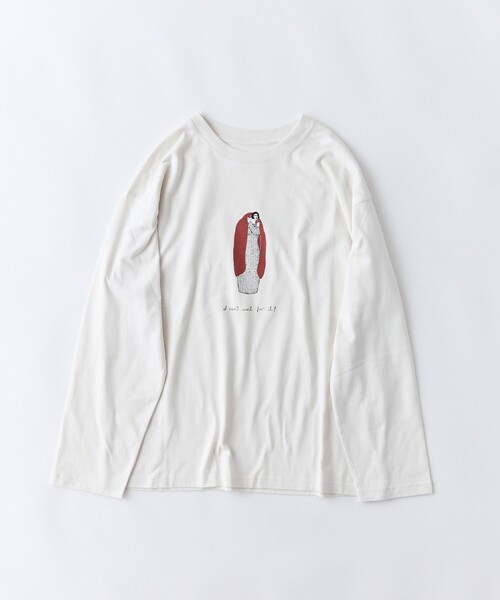 conges payes ADIEU TRISTESSE(コンジェ ペイエ アデュートリステス)の「《ナガノチサトさんコラボ》ロングスリーブTシャツ(Tシャツ/カットソー・レディース・オフホワイト/チャコールグレー/グレー・FREE)」の3枚目の写真