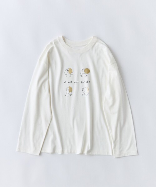 conges payes ADIEU TRISTESSE(コンジェ ペイエ アデュートリステス)の「《ナガノチサトさんコラボ》ロングスリーブTシャツ(Tシャツ/カットソー・レディース・オフホワイト/チャコールグレー/グレー・FREE)」の2枚目の写真