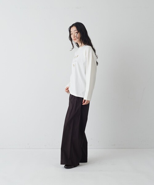 conges payes ADIEU TRISTESSE(コンジェ ペイエ アデュートリステス)の「《ナガノチサトさんコラボ》ロングスリーブTシャツ(Tシャツ/カットソー・レディース・オフホワイト/チャコールグレー/グレー・FREE)」の6枚目の写真