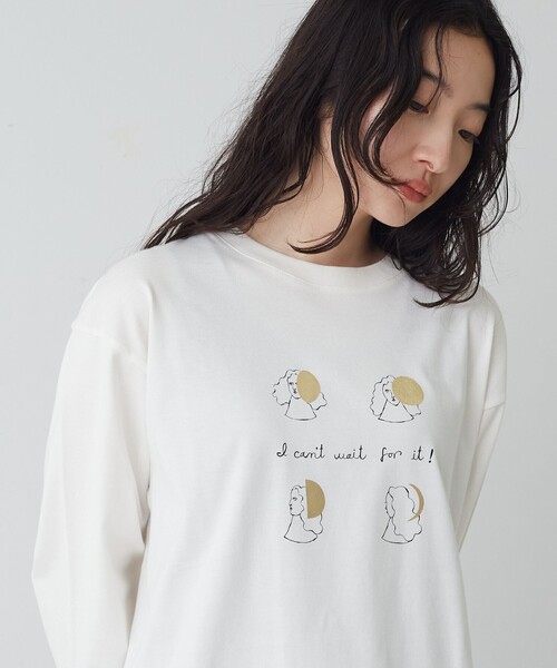 conges payes ADIEU TRISTESSE(コンジェ ペイエ アデュートリステス)の「《ナガノチサトさんコラボ》ロングスリーブTシャツ(Tシャツ/カットソー・レディース・オフホワイト/チャコールグレー/グレー・FREE)」の8枚目の写真