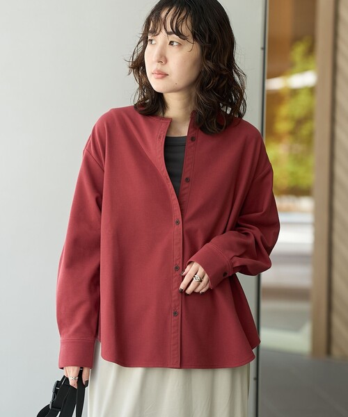 RONEL(ロネル)の「【RONEL】ワッフルドッキングシャツ(シャツ/ブラウス・レディース・グレー/ワインレッド/オフホワイト・FREE)」の3枚目の写真