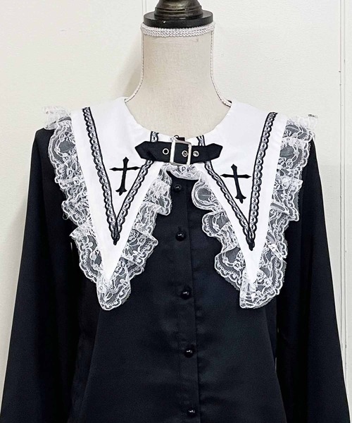 MA*RS(アメーバーマーズ)の「ベルト付きクロス刺繍ブラウス(シャツ/ブラウス・レディース・ブラック/ホワイト・FREE)」の9枚目の写真