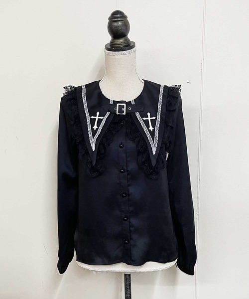 MA*RS(アメーバーマーズ)の「ベルト付きクロス刺繍ブラウス(シャツ/ブラウス・レディース・ブラック/ホワイト・FREE)」の12枚目の写真