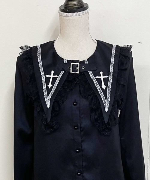 MA*RS(アメーバーマーズ)の「ベルト付きクロス刺繍ブラウス(シャツ/ブラウス・レディース・ブラック/ホワイト・FREE)」の13枚目の写真