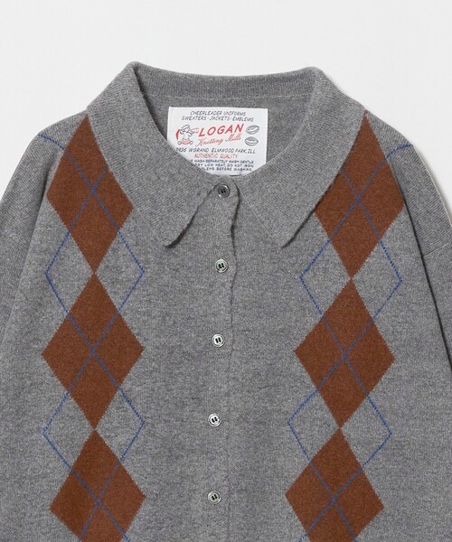 LOGAN knitting mills(ローガンニッティングミルズ)の「【別注】<LOGAN knitting mills>アーガイル カーディガン(カーディガン/ボレロ・レディース・ダークブラウン/グレー系・FREE)」の9枚目の写真