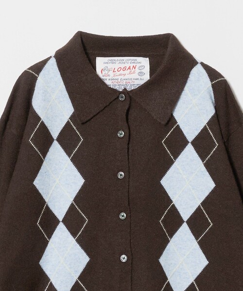 LOGAN knitting mills(ローガンニッティングミルズ)の「【別注】<LOGAN knitting mills>アーガイル カーディガン(カーディガン/ボレロ・レディース・ダークブラウン/グレー系・FREE)」の4枚目の写真