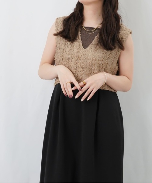 LADY LUCK LUCA(レディラックルカ)の「LC/LLL 異素材切替ジャンパースカート(ジャンパースカート・レディース・ベージュ/ブラック・FREE)」の12枚目の写真