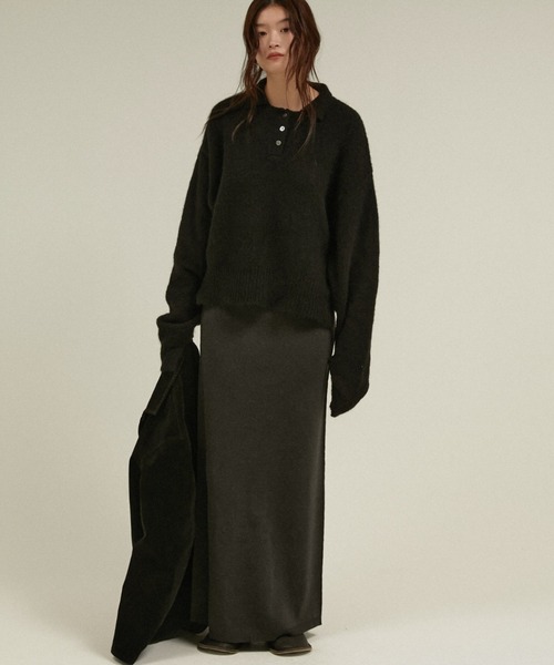 LA PEAU DE GEM(ラポドゥジェム)の「シルエットニットスカート / 【 LA PEAU DE GEM 】 silhouette knit skirt(スカート・レディース・チャコールグレー/キャメル・SMALL/MEDIUM)」の11枚目の写真