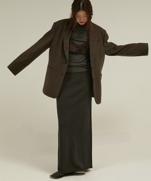 LA PEAU DE GEM(ラポドゥジェム)の「シルエットニットスカート / 【 LA PEAU DE GEM 】 silhouette knit skirt(スカート・レディース・チャコールグレー/キャメル・SMALL/MEDIUM)」の10枚目の写真