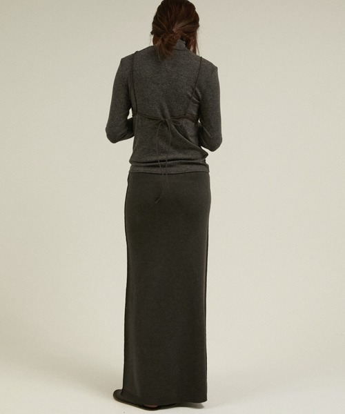 LA PEAU DE GEM(ラポドゥジェム)の「シルエットニットスカート / 【 LA PEAU DE GEM 】 silhouette knit skirt(スカート・レディース・チャコールグレー/キャメル・SMALL/MEDIUM)」の8枚目の写真