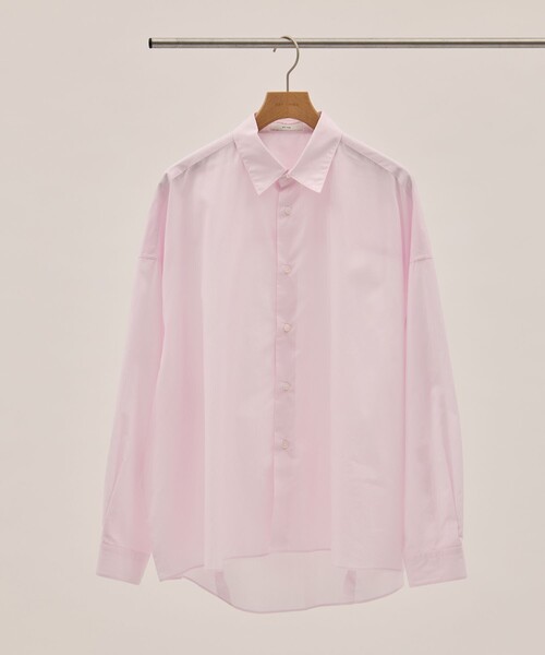 ATON(エイトン)の「【ATON】GIZA COMPACT STRIPE OVERSIZED SHIRTS/ギザコンパクト ストライプ オーバーサイズシャツ(シャツ/ブラウス・レディース・ブルー/ピンク・2)」の1枚目の写真
