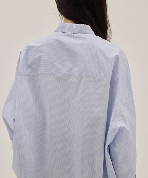 ATON(エイトン)の「【ATON】GIZA COMPACT STRIPE OVERSIZED SHIRTS/ギザコンパクト ストライプ オーバーサイズシャツ(シャツ/ブラウス・レディース・ブルー/ピンク・2)」の16枚目の写真