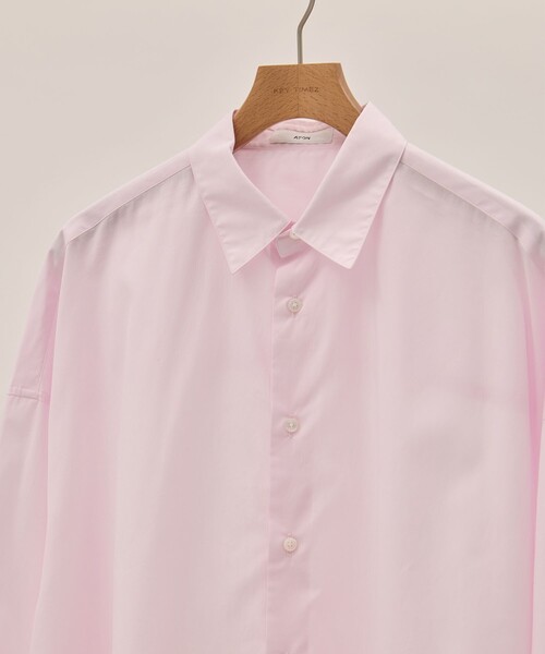 ATON(エイトン)の「【ATON】GIZA COMPACT STRIPE OVERSIZED SHIRTS/ギザコンパクト ストライプ オーバーサイズシャツ(シャツ/ブラウス・レディース・ブルー/ピンク・2)」の15枚目の写真