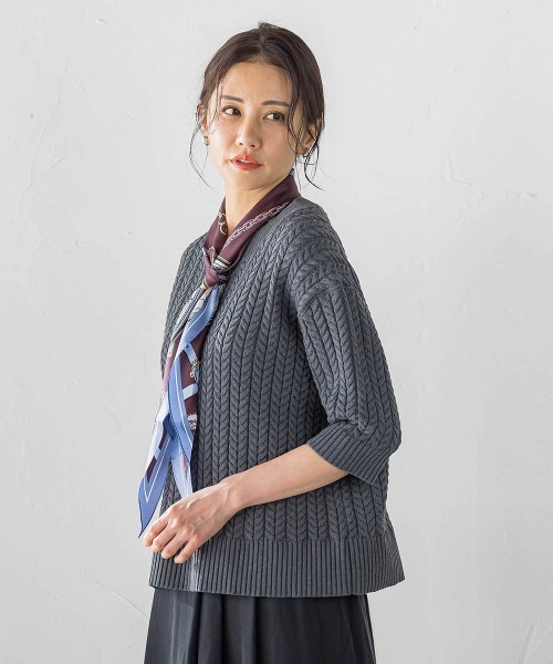 LAUTREAMONT（ロートレアモン）の「ケーブル柄プルオーバー（ニット/セーター・レディース・ライトグレー/オフホワイト・9号）」の9枚目の写真