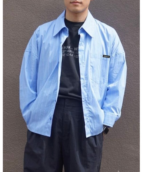Jayne K(ジェーンケー)の「【Jayne K/ジェーン ケー】7分袖ストライプシャツ(シャツ/ブラウス・メンズ・ホワイト/ブルー・MEDIUM/LARGE)」の6枚目の写真