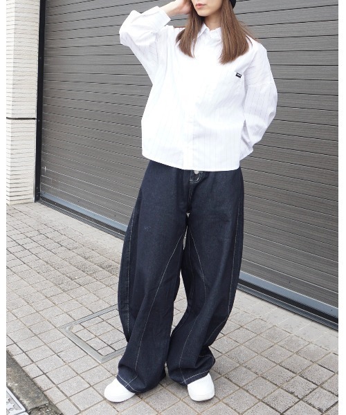 Jayne K(ジェーンケー)の「【Jayne K/ジェーン ケー】7分袖ストライプシャツ(シャツ/ブラウス・メンズ・ホワイト/ブルー・MEDIUM/LARGE)」の18枚目の写真