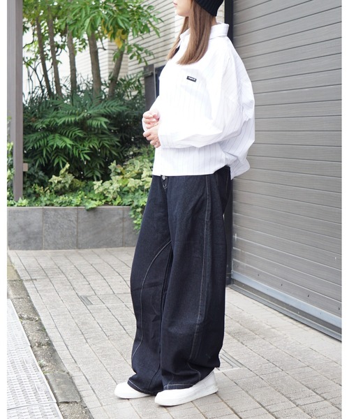 Jayne K(ジェーンケー)の「【Jayne K/ジェーン ケー】7分袖ストライプシャツ(シャツ/ブラウス・メンズ・ホワイト/ブルー・MEDIUM/LARGE)」の16枚目の写真