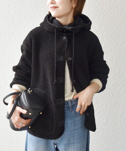 SHIPS any（シップス エニィ）の「〈洗濯機可能〉ボア フリース 2WAY フーディー ブルゾン（その他アウター・レディース・ブラック/ベージュ/ブラウン・ONE SIZE）」の6枚目の写真