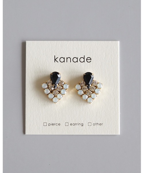 tone(トーン)の「【kanade】ブラックビジューピアス(MA)(ピアス(両耳用)・レディース・ブラック・FREE)」の4枚目の写真
