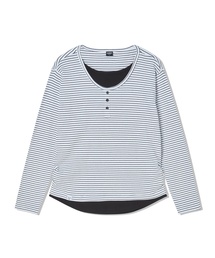 レディース レイヤードヘンリーネック長袖Tシャツ