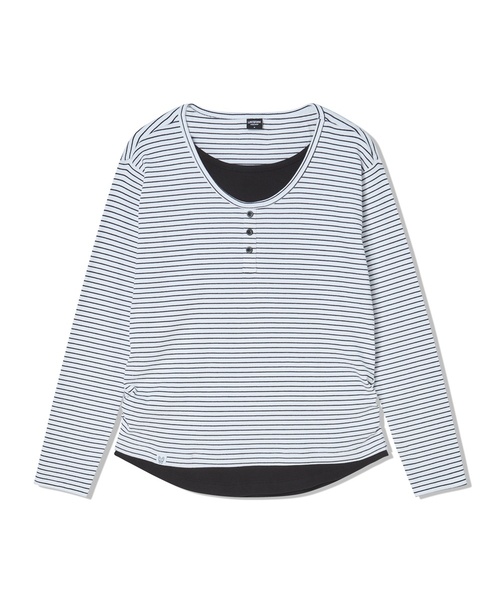 LIFE WORK(ライフワーク)の「レディース レイヤードヘンリーネック長袖Tシャツ(Tシャツ/カットソー・レディース・ホワイト/ライトグレー/ブラック・SMALL/MEDIUM)」の2枚目の写真