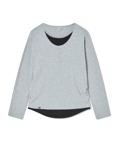 LIFE WORK(ライフワーク)の「レディース レイヤードヘンリーネック長袖Tシャツ(Tシャツ/カットソー・レディース・ホワイト/ライトグレー/ブラック・SMALL/MEDIUM)」の1枚目の写真