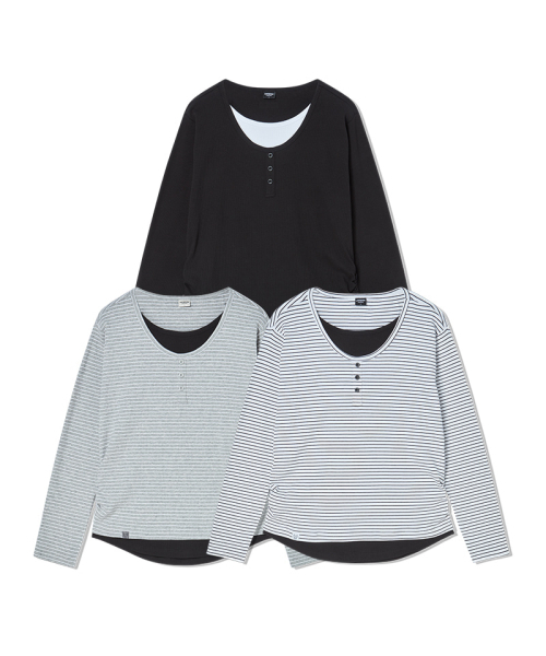 LIFE WORK(ライフワーク)の「レディース レイヤードヘンリーネック長袖Tシャツ(Tシャツ/カットソー・レディース・ホワイト/ライトグレー/ブラック・SMALL/MEDIUM)」の4枚目の写真