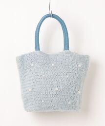 【NO】【cooco】JSC ﾊﾟｰﾙ付ﾌｪｻﾞｰﾆｯﾄﾄｰﾄﾊﾞｯｸﾞ