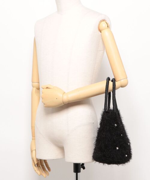 COOCO(クーコ)の「【NO】【cooco】JSC パール付フェザーニットトートバッグ(トートバッグ・レディース・サックスブルー/ベージュ/ブラック/グレイッシュベージュ・FREE)」の8枚目の写真