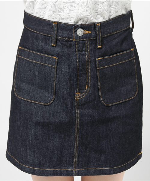 MOUSSY（マウジー）の「Patch MINI SK（デニムスカート・レディース・ワンウォッシュ/ブルー・1/0/2）」の6枚目の写真
