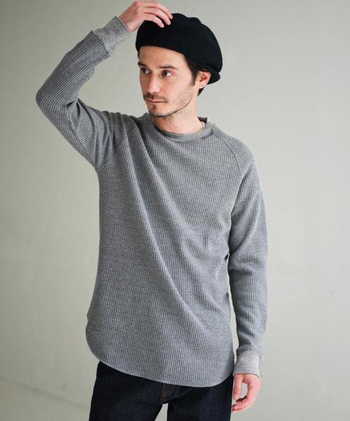 green label relaxing(グリーンレーベルリラクシング)の「【WEB限定】BC ★★ビッグ/ワッフル ロング C/N カットソー◆(Tシャツ/カットソー・メンズ・ホワイト/ブラック/グレー・SMALL/LARGE/MEDIUM)」の3枚目の写真