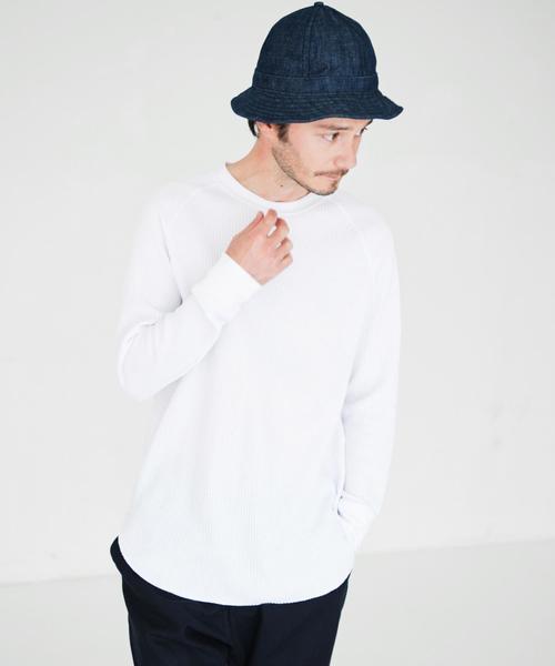 green label relaxing(グリーンレーベルリラクシング)の「【WEB限定】BC ★★ビッグ/ワッフル ロング C/N カットソー◆(Tシャツ/カットソー・メンズ・ホワイト/ブラック/グレー・SMALL/LARGE/MEDIUM)」の2枚目の写真