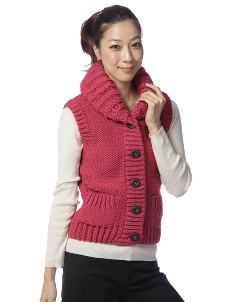 green label relaxing(グリーンレーベルリラクシング)の「GC W HAND KNIT ベスト(ベスト・レディース・ベージュ/ピンク/ライトグレー・フリー)」の3枚目の写真