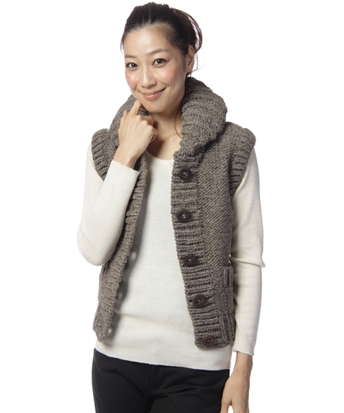 green label relaxing(グリーンレーベルリラクシング)の「GC W HAND KNIT ベスト(ベスト・レディース・ベージュ/ピンク/ライトグレー・フリー)」の6枚目の写真