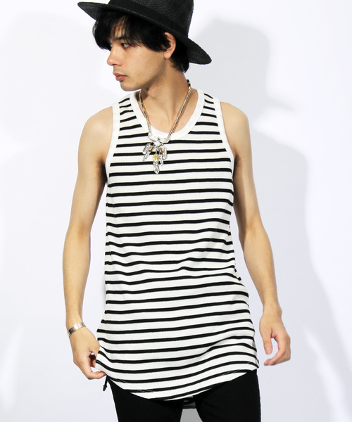 8(eight)(エイト)の「ワッフル ロング丈 タンクトップ サーマル(タンクトップ・メンズ・ブラック/グレー/ホワイト×ブラック/ブラック×レッド/ホワイト/ネイビー・LARGE/MEDIUM/X-LARGE/SMALL)」の2枚目の写真