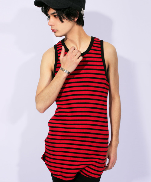 8(eight)(エイト)の「ワッフル ロング丈 タンクトップ サーマル(タンクトップ・メンズ・ブラック/グレー/ホワイト×ブラック/ブラック×レッド/ホワイト/ネイビー・LARGE/MEDIUM/X-LARGE/SMALL)」の4枚目の写真