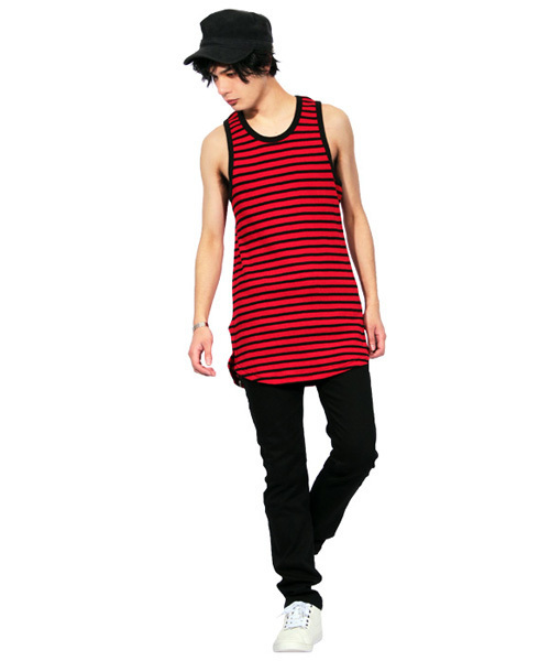 8(eight)(エイト)の「ワッフル ロング丈 タンクトップ サーマル(タンクトップ・メンズ・ブラック/グレー/ホワイト×ブラック/ブラック×レッド/ホワイト/ネイビー・LARGE/MEDIUM/X-LARGE/SMALL)」の10枚目の写真