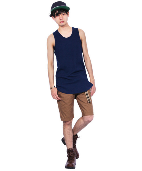 8(eight)(エイト)の「ワッフル ロング丈 タンクトップ サーマル(タンクトップ・メンズ・ブラック/グレー/ホワイト×ブラック/ブラック×レッド/ホワイト/ネイビー・LARGE/MEDIUM/X-LARGE/SMALL)」の7枚目の写真