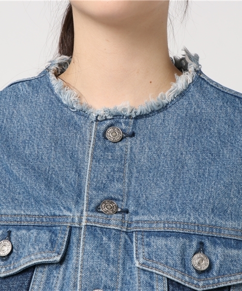 SLY（スライ）の「REMAKE ノーカラーDENIM JK（ノーカラー
