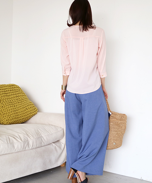 N.（N. Natural Beauty Basic）（エヌエヌナチュラルビューティーベーシック）の「◆タックプリーツ七分袖ブラウス（シャツ/ブラウス・レディース・ホワイト/ピンク/ベージュ/ネイビー・MEDIUM）」の9枚目の写真